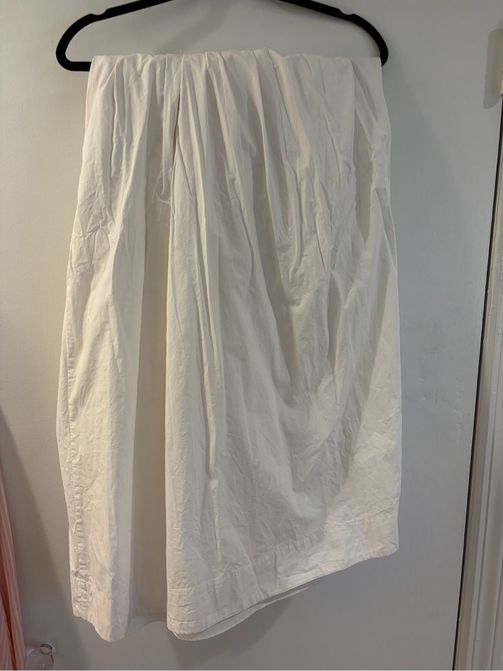 Anthropologie Ivory Gathered Midi Skirt
